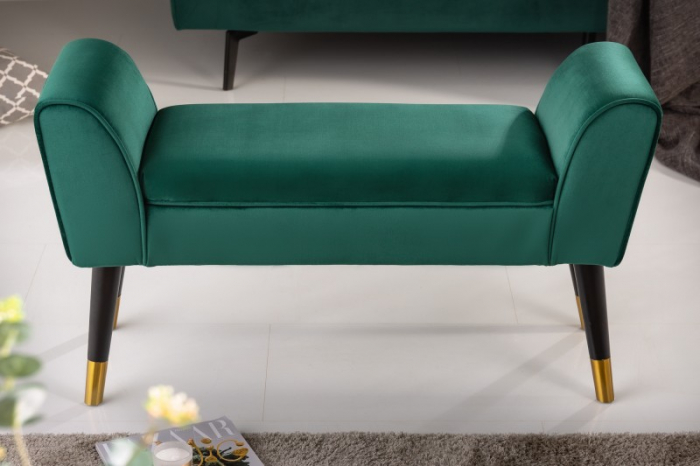 Bancă SCARLETT 90 cm cu tapterie din catifea, verde smarald  [3]