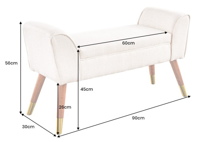 Bancă SCARLETT 90 cm din țesătură bouclé antracit, în stil retro [10]