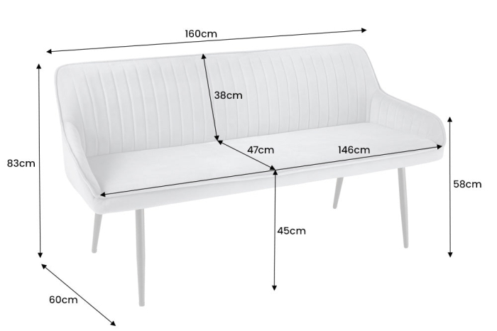 Bancă TURIN 160 cm microfibră maro [9]