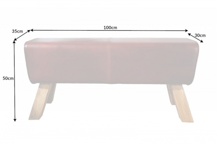 Bancă TURNBOCK 100 cm cu tapiterie din piele naturală si lemn de mango  [7]