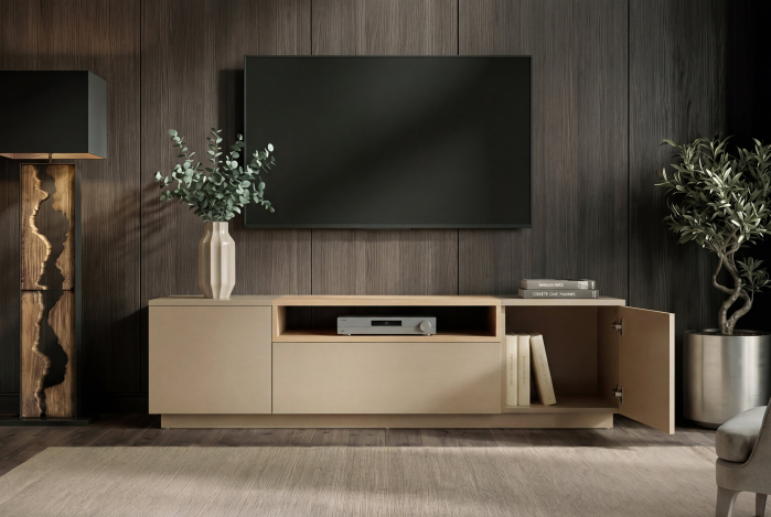 Comodă TV LOFT 160 cm, culoare gri-bej natural [7]