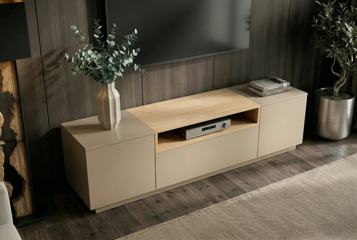 Comodă TV LOFT 160 cm, culoare gri-bej natural [6]