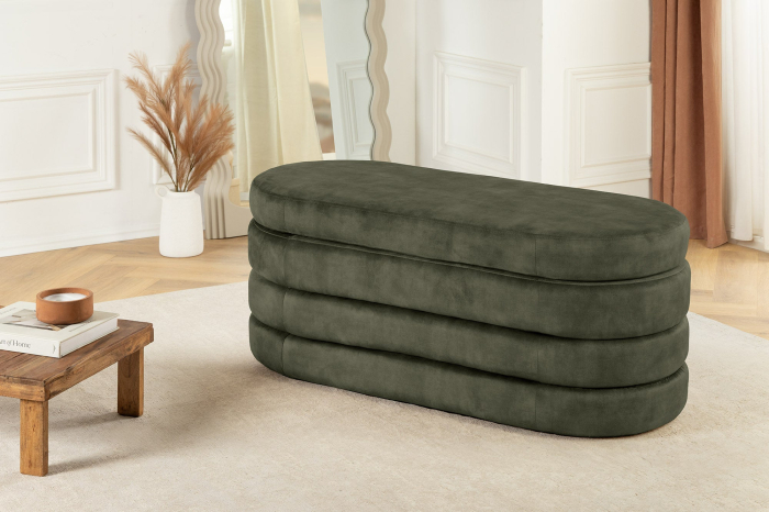 Bancă VOQUE 115 cm, verde catifea, cu spațiu de depozitare [4]