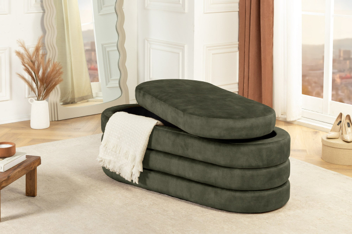 Bancă VOQUE 115 cm, verde catifea, cu spațiu de depozitare [5]