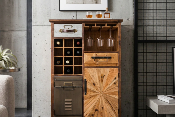 Bar ATELIER 120 cm din lemn de pin, maro vintage [4]