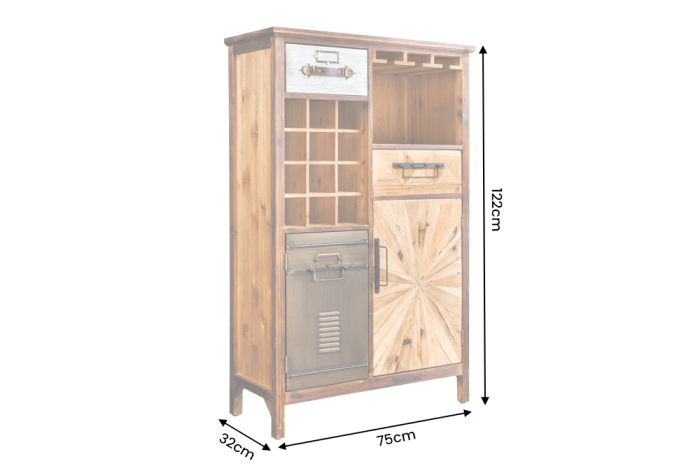 Bar ATELIER 120 cm din lemn de pin, maro vintage [9]