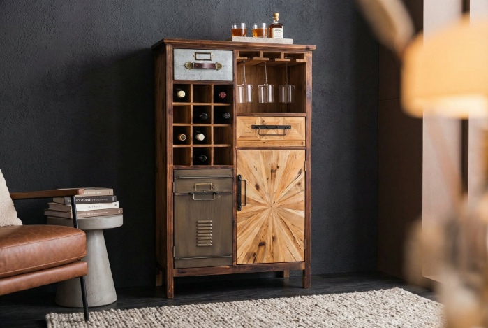 Bar ATELIER 120 cm din lemn de pin, maro vintage [5]