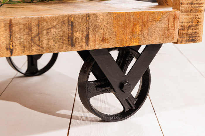 Bar BODEGA pe roti din lemn de mango, 80 cm [8]