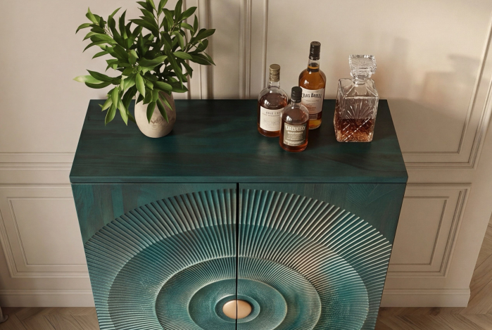 Bar GOLDEN SUNSET 140 cm 3D din lemn de mango, turcoaz [7]