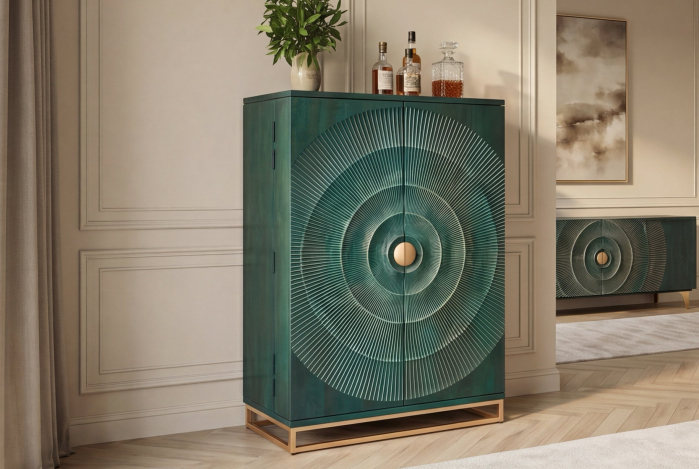 Bar GOLDEN SUNSET 140 cm 3D din lemn de mango, turcoaz [5]