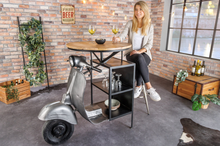 Bar SCOOTER din otel si lemn de mango, 120 cm [3]