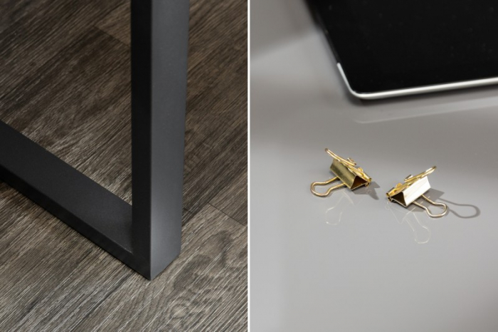 Birou din MDF gri lucios si metal 120x40 cm [6]