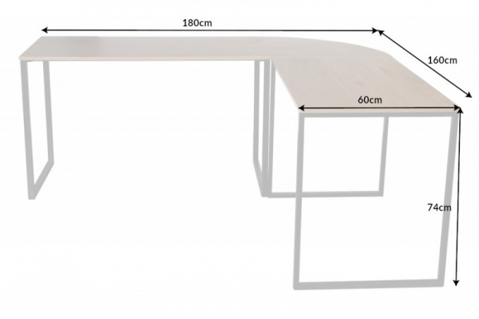 Birou pe colț din MDF si metal 180x160 cm [7]