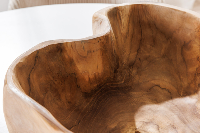 Bol decorativ FLOWERS 35 cm din lemn de tec natural [11]