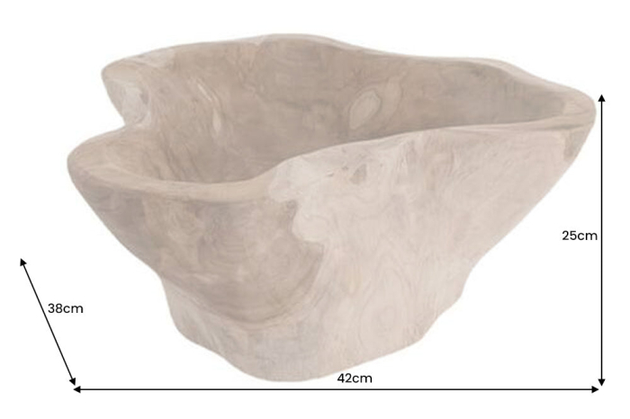 Bol decorativ FLOWERS 35 cm din lemn de tec natural [15]