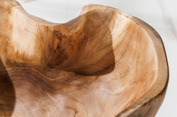 Bol decorativ FLOWERS 35 cm din lemn de tec natural [12]