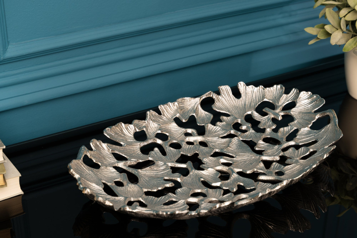 Bol decorativ GINKGO LEAVES 40x26cm argintiu [5]
