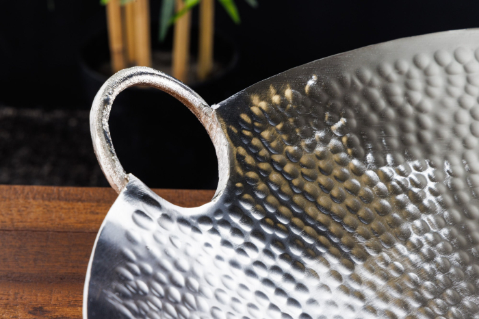 Bol decorativ ORIENT 55 cm cu efect de ciocănit argintiu [6]