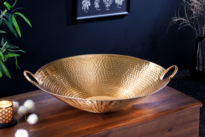 Bol decorativ ORIENT 55 cm cu efect de lovituri de ciocan auriu [4]