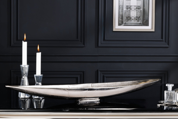 Bol decorativ SILVER LEAF 80 cm, aluminiu argintiu antic [4]