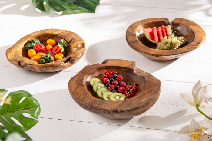 Bol din lemn de rădăcină 30 cm, lemn de tec natural [3]