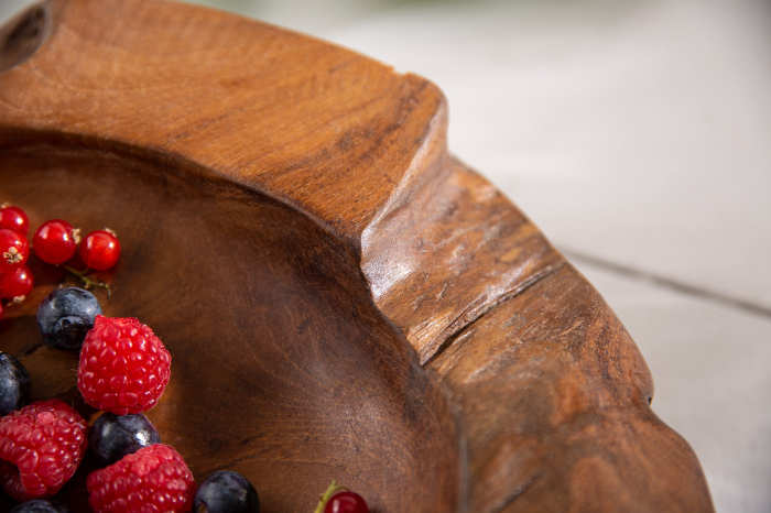 Bol din lemn de rădăcină 30 cm, lemn de tec natural [7]