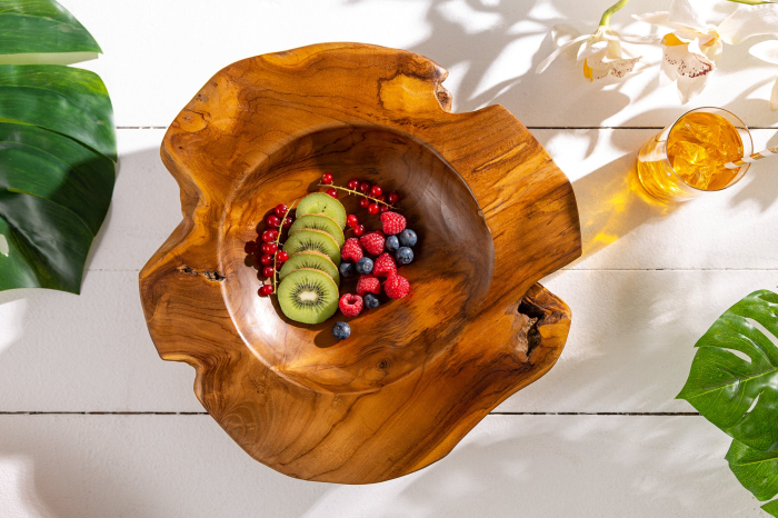 Bol din lemn de rădăcină 40 cm, lemn de tec natural [4]