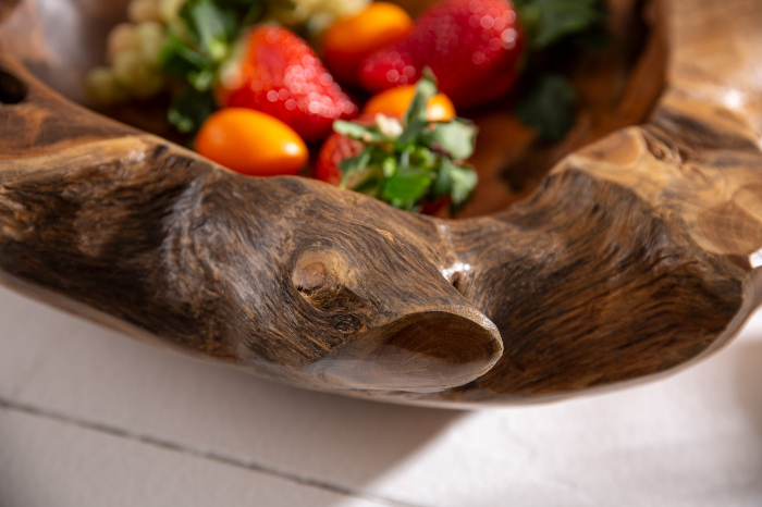 Bol din lemn de rădăcină 40 cm, lemn de tec natural [7]