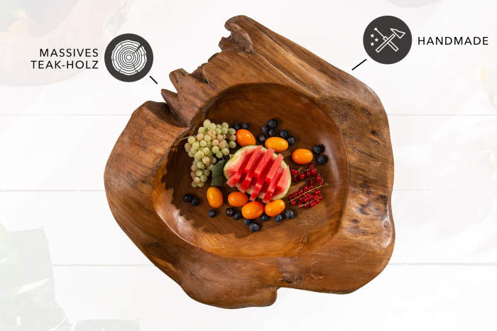 Bol din lemn de rădăcină, 50 cm, lemn de tec natural [9]