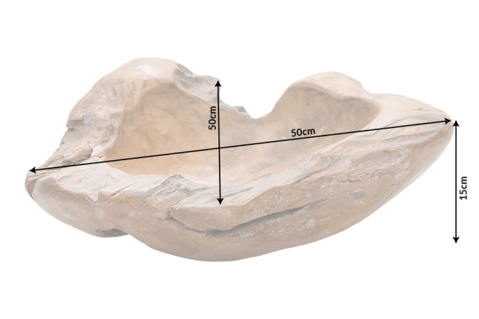 Bol din lemn de rădăcină, 50 cm, lemn de tec natural [10]