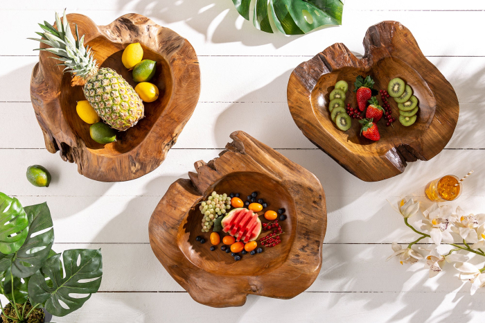 Bol din lemn de rădăcină, 50 cm, lemn de tec natural [5]