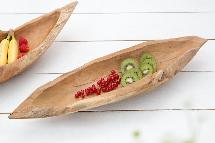 Bol din lemn de rădăcină 60 cm, lemn de tec neșlefuit, natural [5]