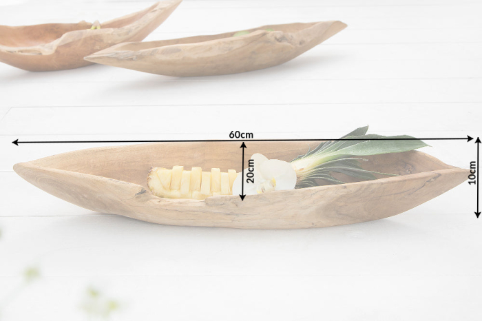 Bol din lemn de rădăcină 60 cm, lemn de tec neșlefuit, natural [8]