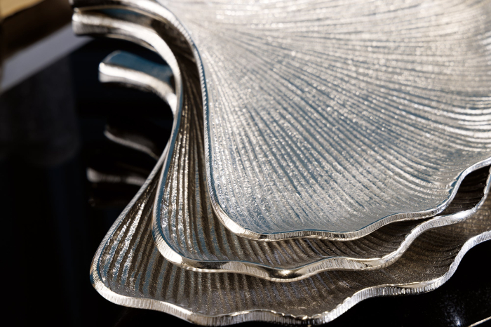 Boluri decorative GINKGO set de 3 argintii [7]