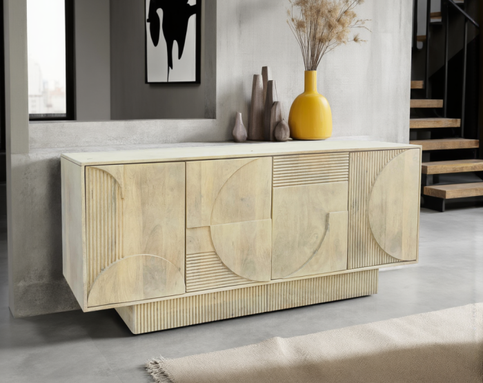 Bufet ART DECO din lemn de mango alb, 170 cm [2]
