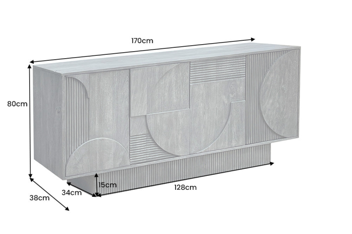 Bufet ART DECO din lemn de mango gri, 170 cm [9]
