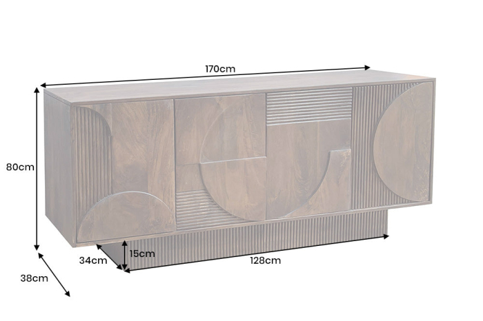 Bufet ART DECO din lemn de mango maro, 170 cm [9]