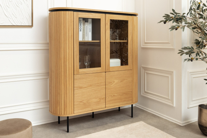 Bufet ATELIER 140 cm, aspect de stejar natural, cu picioare negre [3]