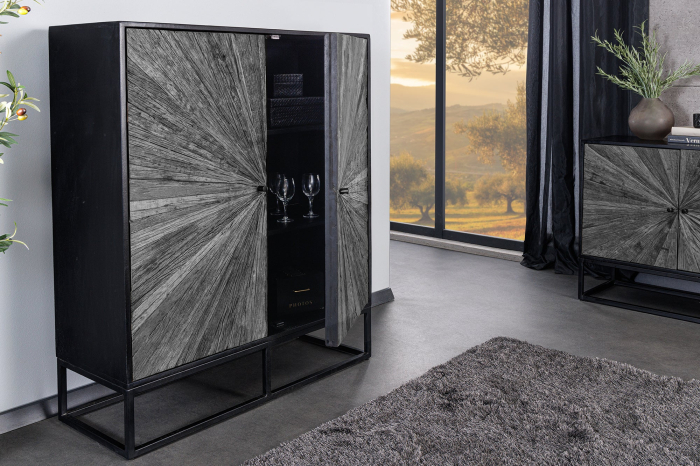 Bufet BARRACUDA din lemn de mango si lemn de tec gri, 120 cm [5]