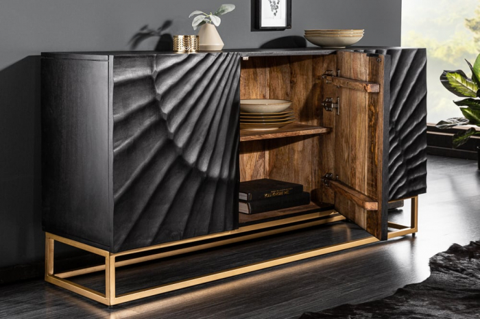 Bufet din lemn de mango negru Scorpion 140 cm [3]