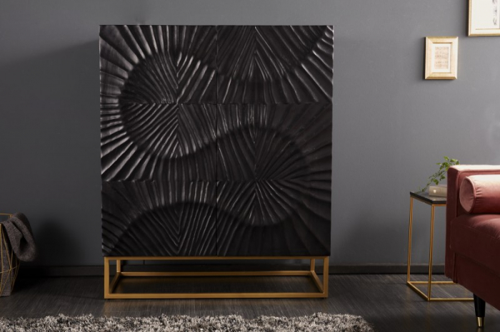 Bufet din lemn de mango negru Scorpion 120 cm [3]