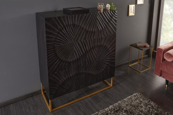 Bufet din lemn de mango negru Scorpion 120 cm [2]