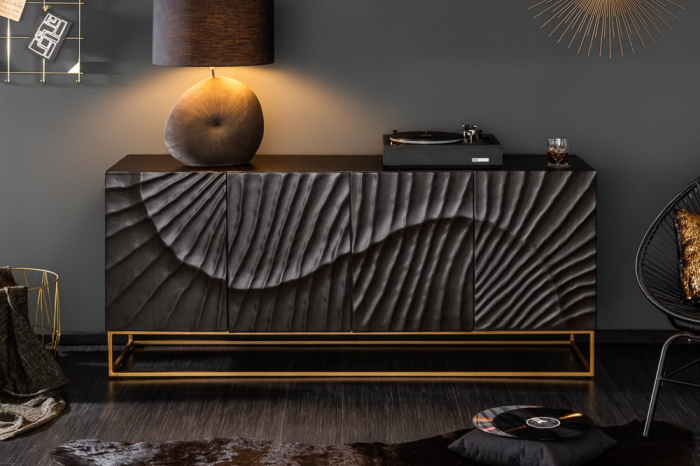 Bufet din lemn de mango negru Scorpion 177 cm [3]