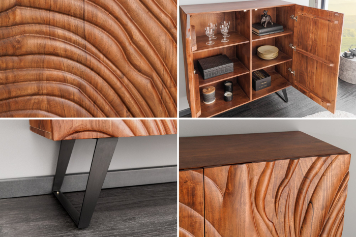 Bufet FLUID din lemn de salcam, 120 cm [5]