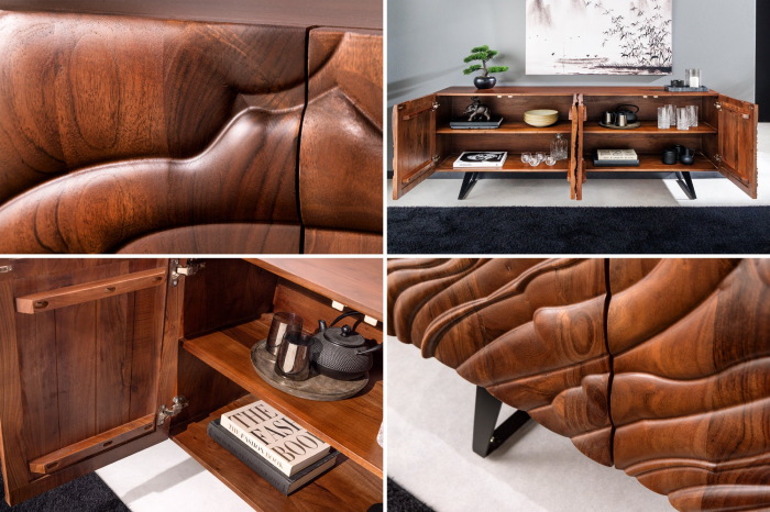 Bufet FLUID din lemn de salcam, 175 cm [11]