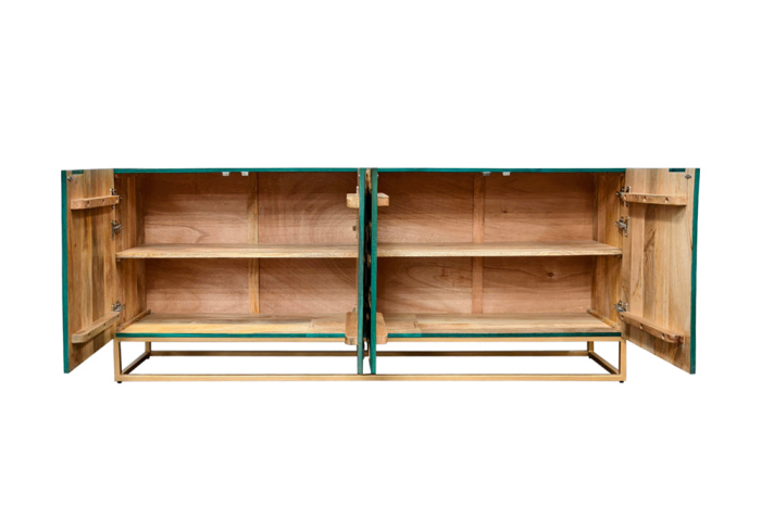 Bufet GOLDEN LAGOON 180 cm 3D lemn de mango metal turcoaz auriu [8]