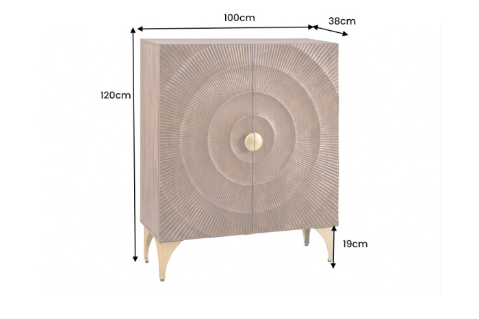 Bufet GOLDEN SUNSET 120 cm, lemn de mango 3D, maro [11]