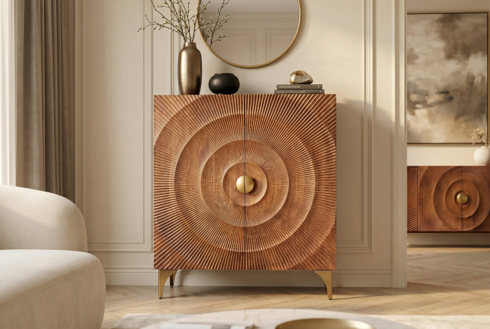 Bufet GOLDEN SUNSET 120 cm, lemn de mango 3D, maro [3]