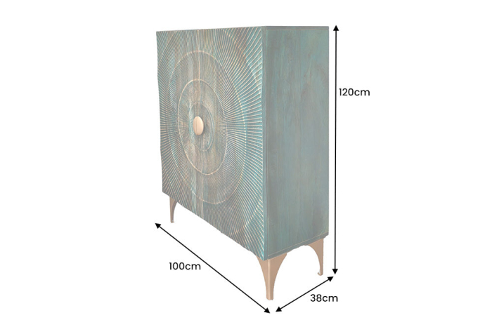 Bufet GOLDEN SUNSET 120 cm, lemn de mango 3D, turcoaz [9]