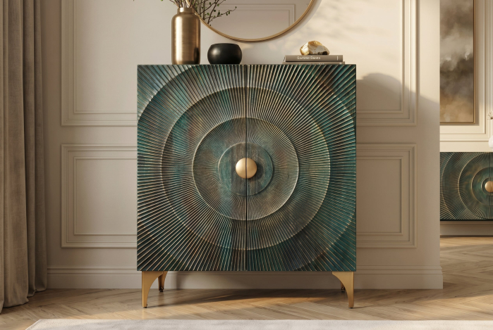 Bufet GOLDEN SUNSET 120 cm, lemn de mango 3D, turcoaz [3]